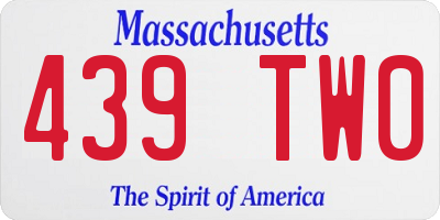 MA license plate 439TW0