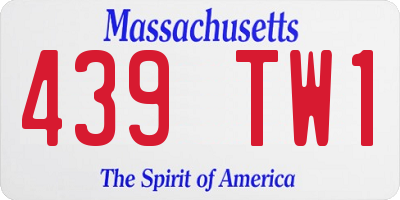 MA license plate 439TW1