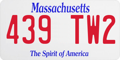 MA license plate 439TW2