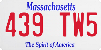 MA license plate 439TW5