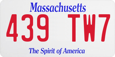 MA license plate 439TW7