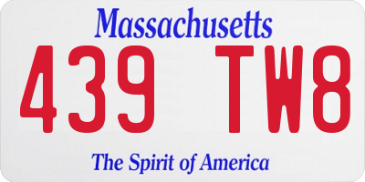 MA license plate 439TW8