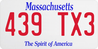MA license plate 439TX3