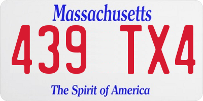 MA license plate 439TX4