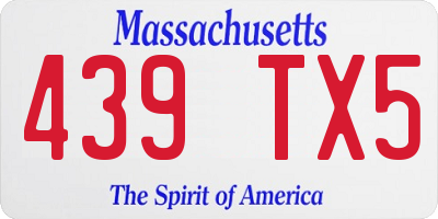 MA license plate 439TX5