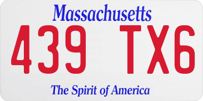 MA license plate 439TX6