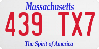MA license plate 439TX7