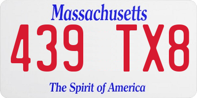 MA license plate 439TX8