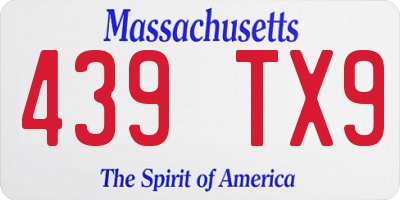 MA license plate 439TX9