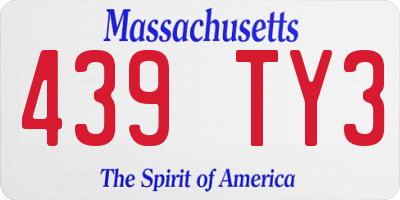MA license plate 439TY3