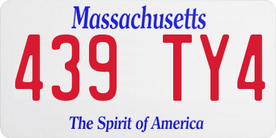 MA license plate 439TY4