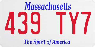 MA license plate 439TY7