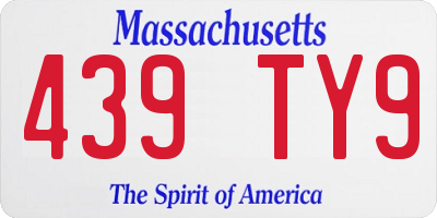 MA license plate 439TY9