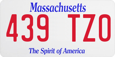 MA license plate 439TZ0