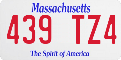 MA license plate 439TZ4
