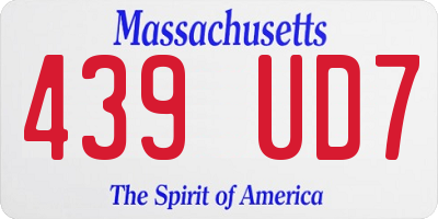 MA license plate 439UD7