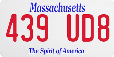 MA license plate 439UD8