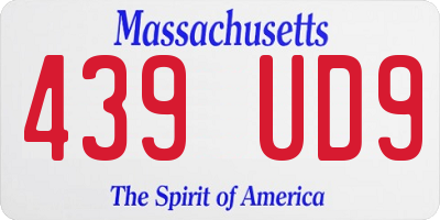 MA license plate 439UD9