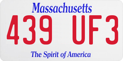 MA license plate 439UF3