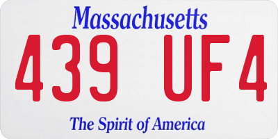 MA license plate 439UF4