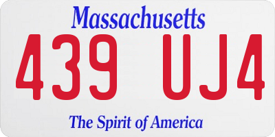 MA license plate 439UJ4