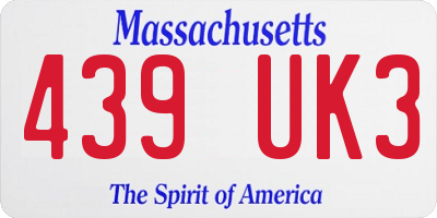 MA license plate 439UK3