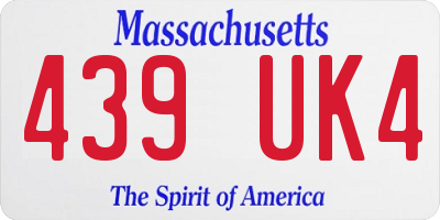 MA license plate 439UK4