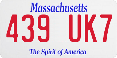 MA license plate 439UK7