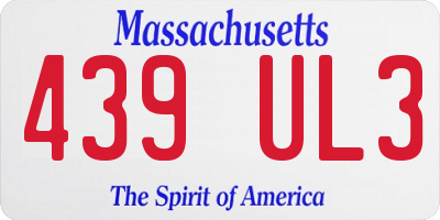 MA license plate 439UL3