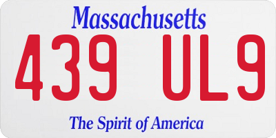 MA license plate 439UL9