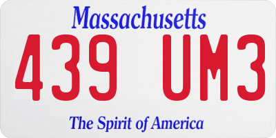 MA license plate 439UM3