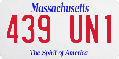 MA license plate 439UN1