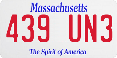 MA license plate 439UN3
