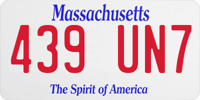 MA license plate 439UN7