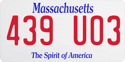 MA license plate 439UO3