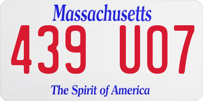 MA license plate 439UO7