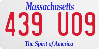 MA license plate 439UO9