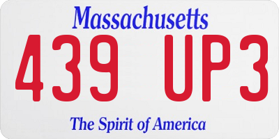 MA license plate 439UP3