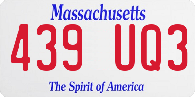 MA license plate 439UQ3