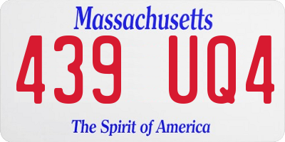 MA license plate 439UQ4