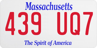MA license plate 439UQ7