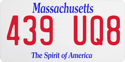 MA license plate 439UQ8