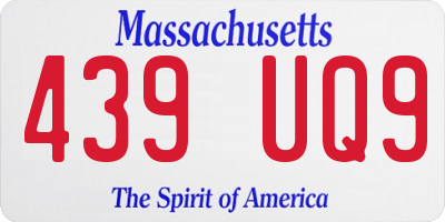 MA license plate 439UQ9