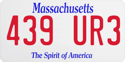 MA license plate 439UR3
