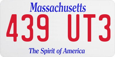 MA license plate 439UT3