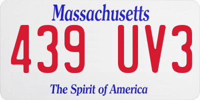 MA license plate 439UV3
