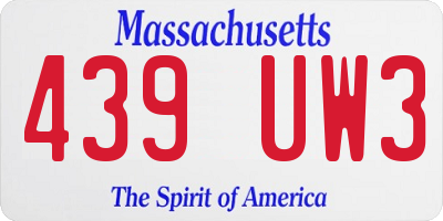 MA license plate 439UW3