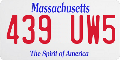 MA license plate 439UW5