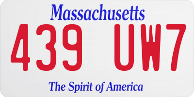 MA license plate 439UW7