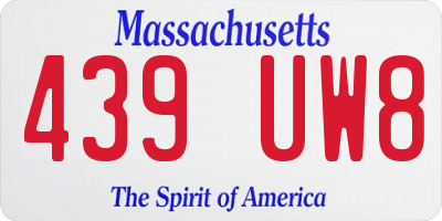MA license plate 439UW8